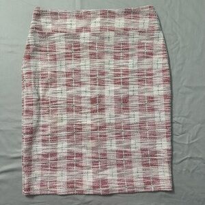 Soho Pink and White Patterned Pencil Skirt Classic Office Medium